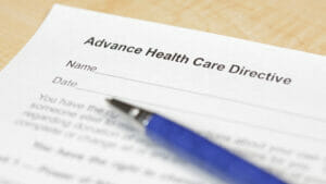 advance directive document waiting to be signed