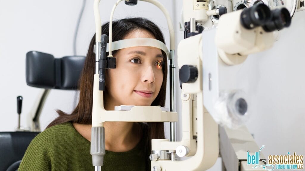 Woman in the process of getting an eye exam